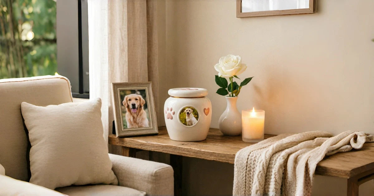 Pet ashes memorial ideas - custom urn and necklace keepsakes