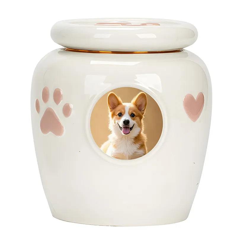 Custom Photo Large Dog Urn - Personalized Ceramic Memorial for Medium to Large Breeds