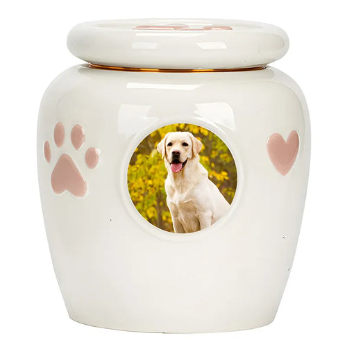 Custom Photo Large Dog Urn - Personalized Ceramic Memorial for Medium to Large Breeds