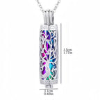 Cylinder Tree of Life Pet Urn Necklace – Hollowed Openwork Design – Holds Fur, Ashes, or Scent