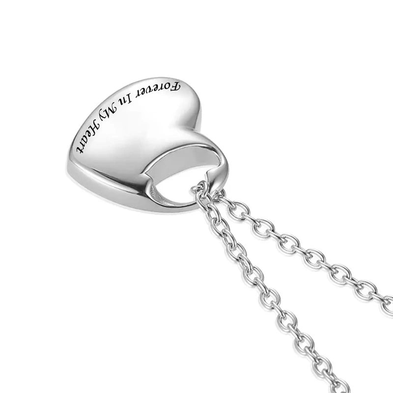 Large Heart Pet Urn Necklace – 3 Engraving Options – Holds More Ashes or Fur