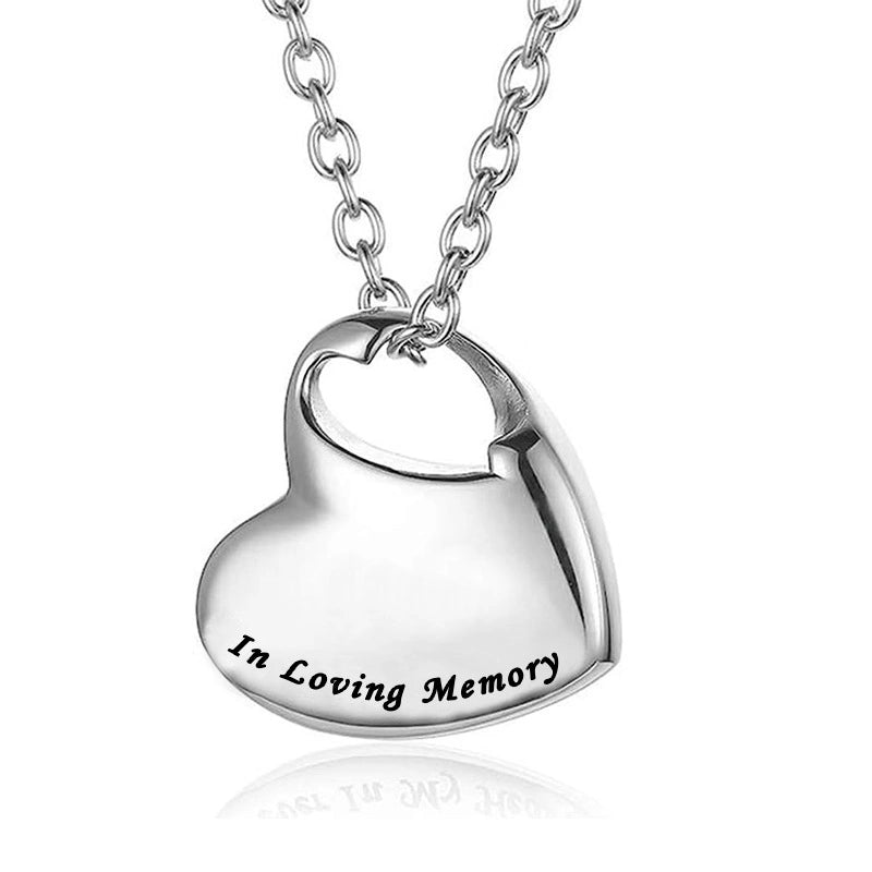 Large Heart Pet Urn Necklace – 3 Engraving Options – Holds More Ashes or Fur