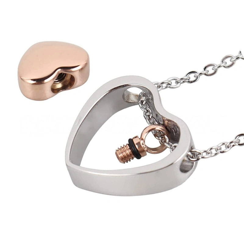 Hollow Heart Pet Urn Necklace – Best-Selling Creative Design – 4 Colors – Holds Fur or Ashes