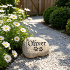 Engravable Memorial Pebble Stone, Personalized Pet Grave Marker for Garden, Custom Engraved River Rock for Cat Dog Loss Gift, Sympathy Keepsake (5 Sizes)