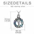 Tree of Life Pet Urn Necklace – Stainless Steel with Colored Glass Stone – Holds Fur or Ashes