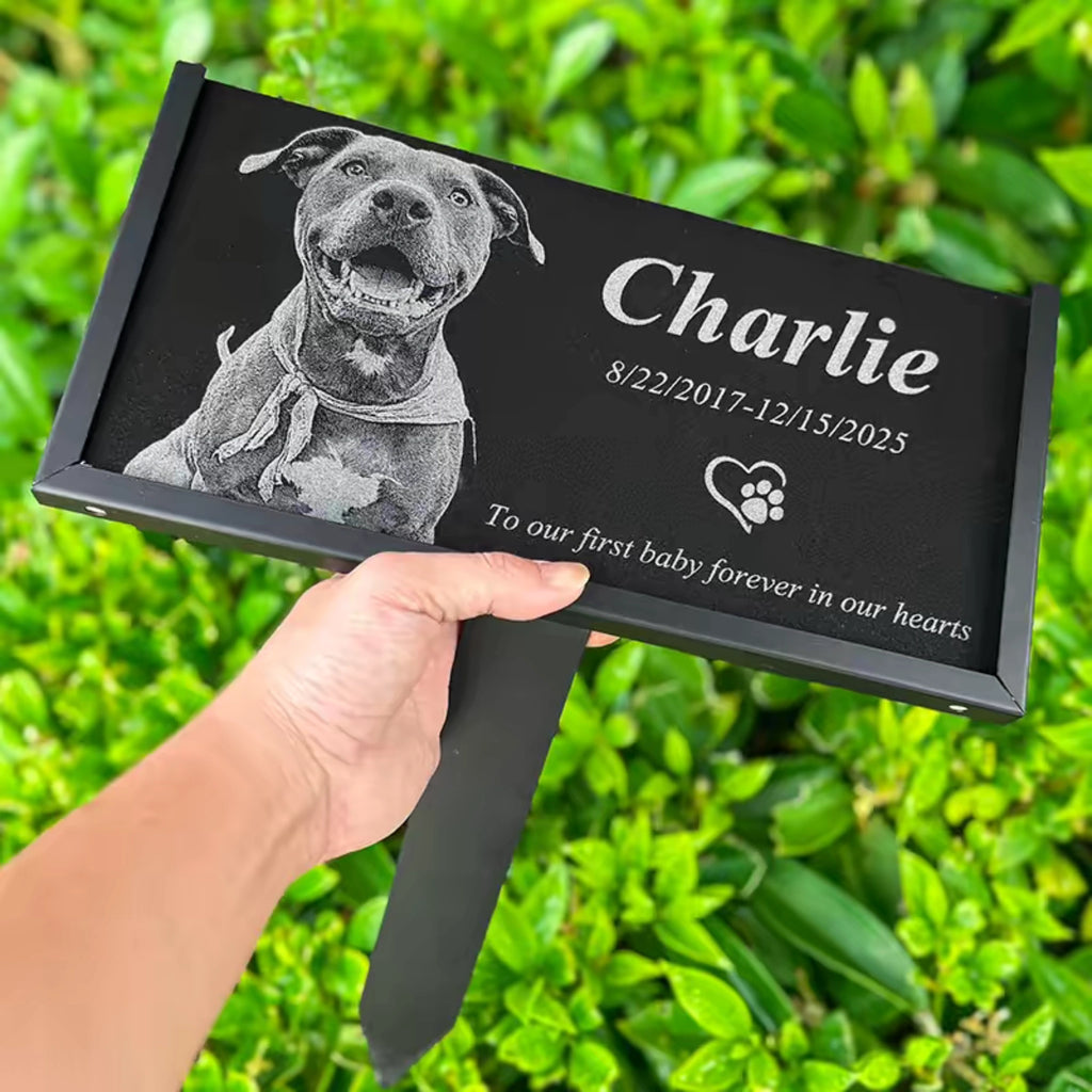 Custom Pet Memorial Stone, Hand-Engraved Natural Slate for Garden, Personalized Cat & Dog Grave Marker, Weatherproof Pet Remembrance Gift, Outdoor Pet Loss Keepsake