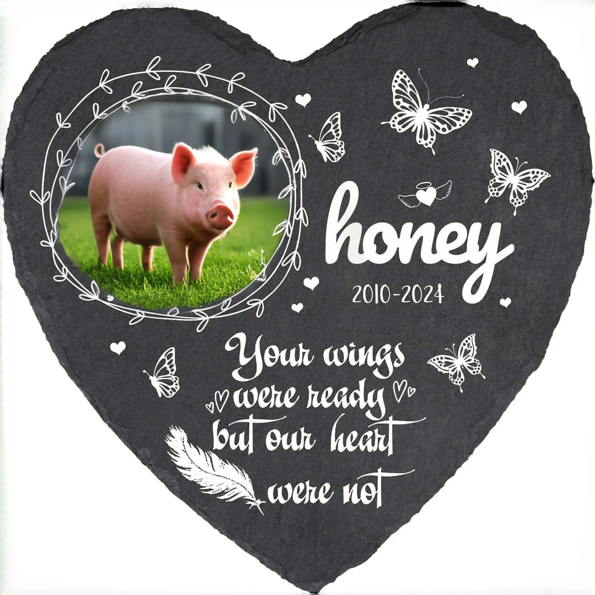 Personalized Heart Memorial Stone, Custom Printed Slate Garden Rock for Pet Loss, Eco-Friendly Indoor/Outdoor Decor, Sympathy Gift for Cat or Dog