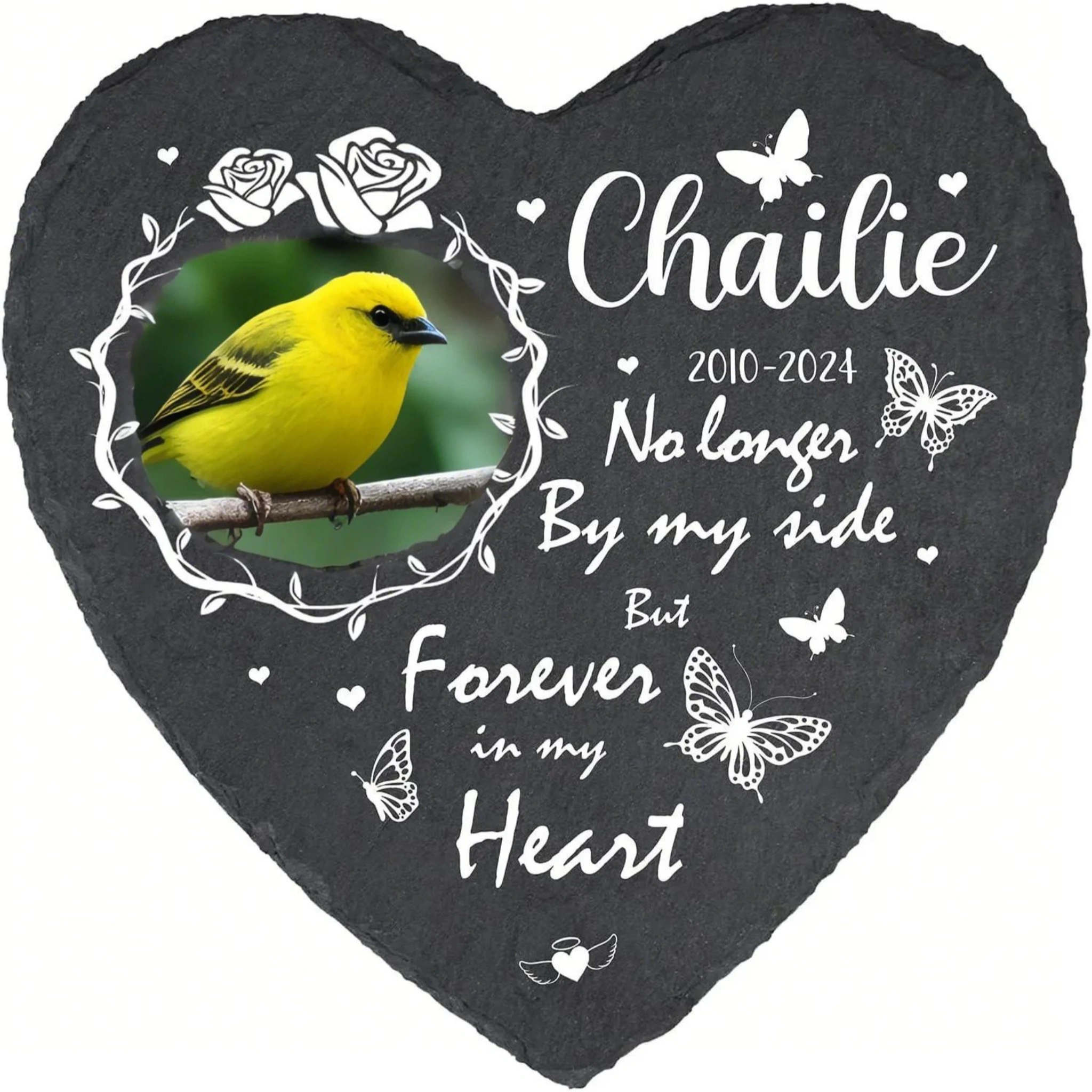 Personalized Heart Memorial Stone, Custom Printed Slate Garden Rock for Pet Loss, Eco-Friendly Indoor/Outdoor Decor, Sympathy Gift for Cat or Dog