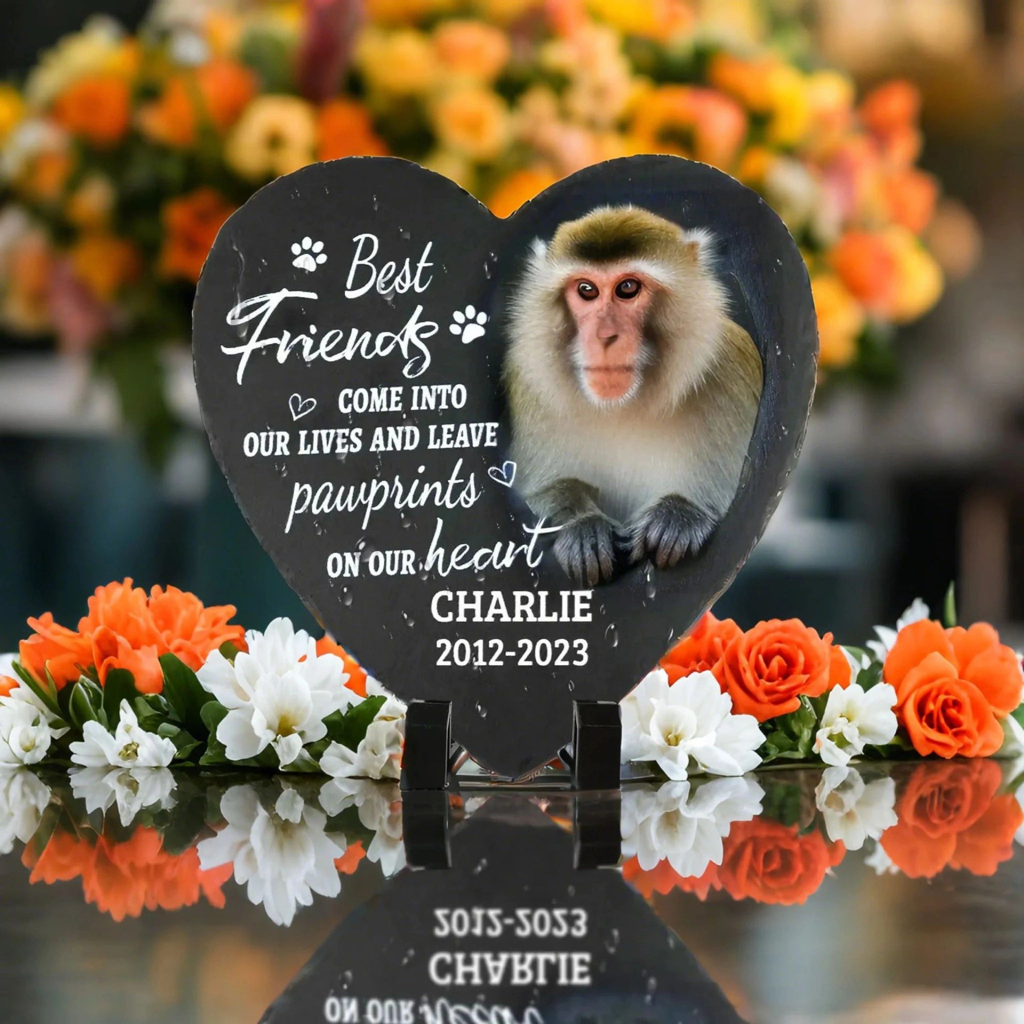 Personalized Heart Pet Memorial Stone - Custom Slate Grave Marker