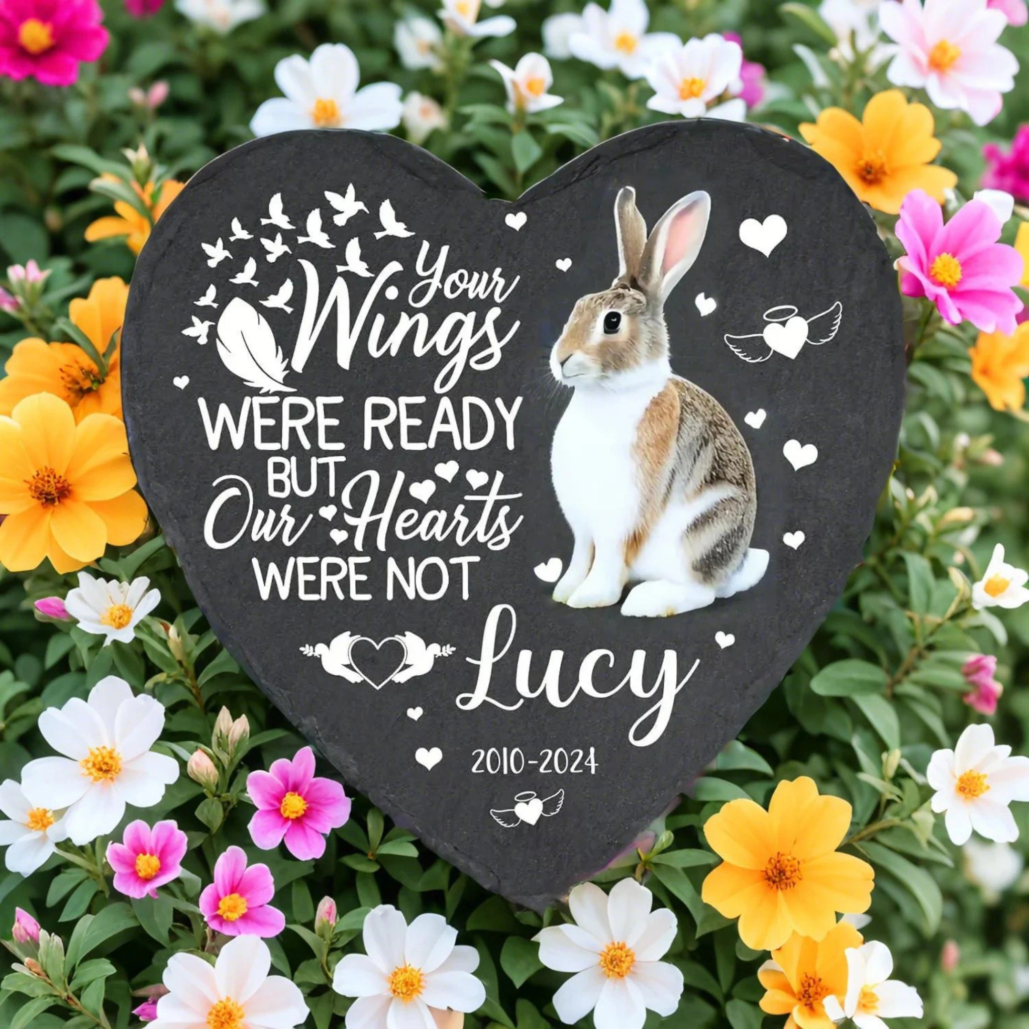 Personalized Heart Pet Memorial Stone - Custom Slate Grave Marker
