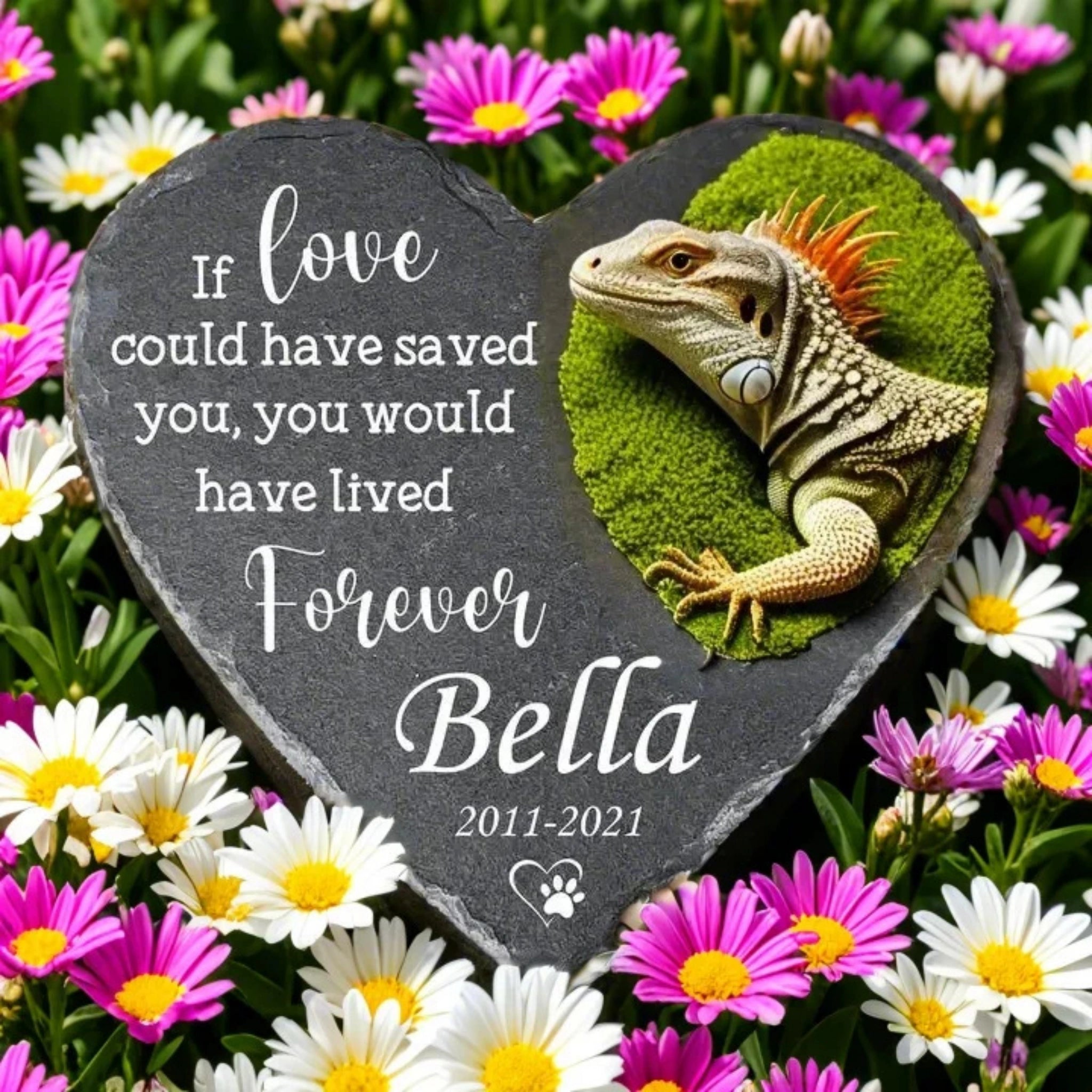 Personalized Heart Pet Memorial Stone - Custom Slate Grave Marker