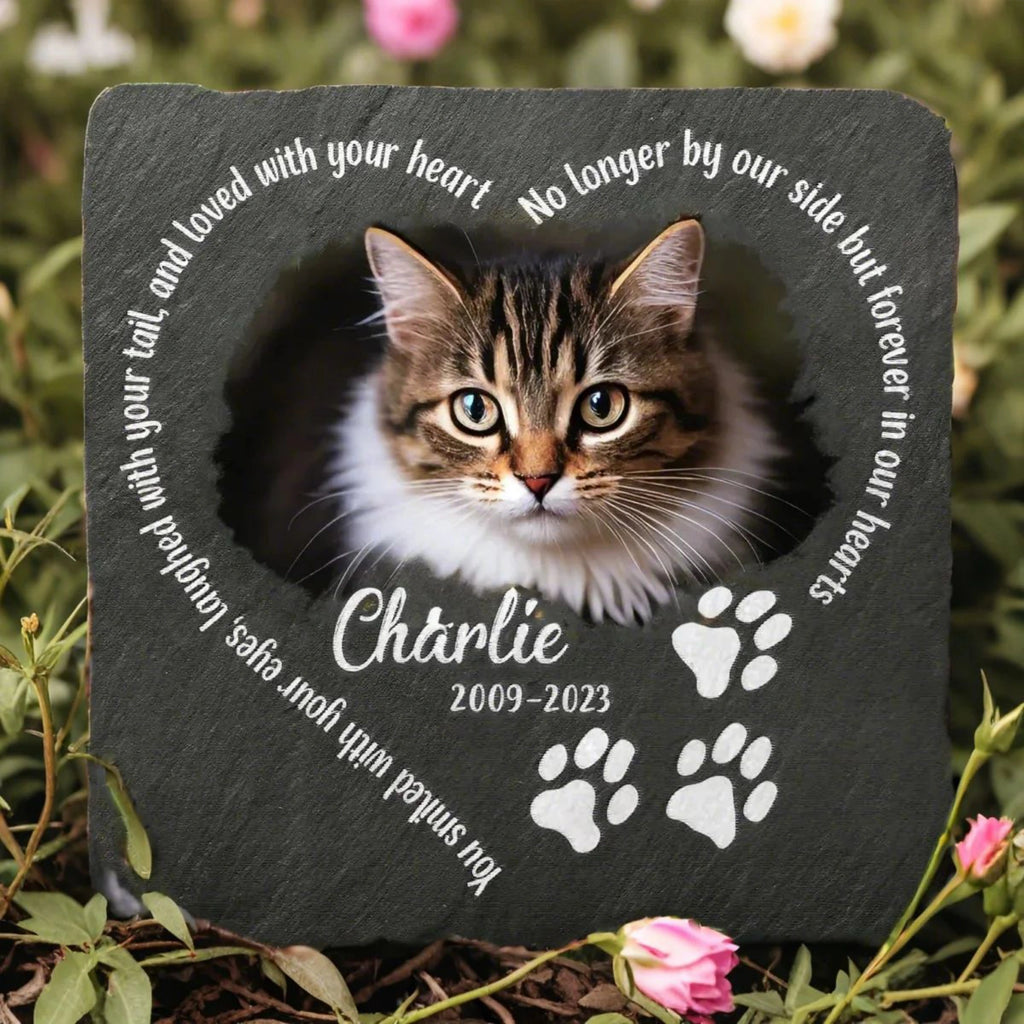 Custom Memorial Stone Square, Personalized Slate Garden Rock for Pet Loss, Custom Printed Pet Memorial, Eco-Friendly Indoor/Outdoor Decor