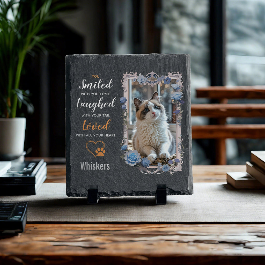 Custom Memorial Stone Square, Personalized Slate Garden Rock for Pet Loss, Custom Printed Pet Memorial, Eco-Friendly Indoor/Outdoor Decor