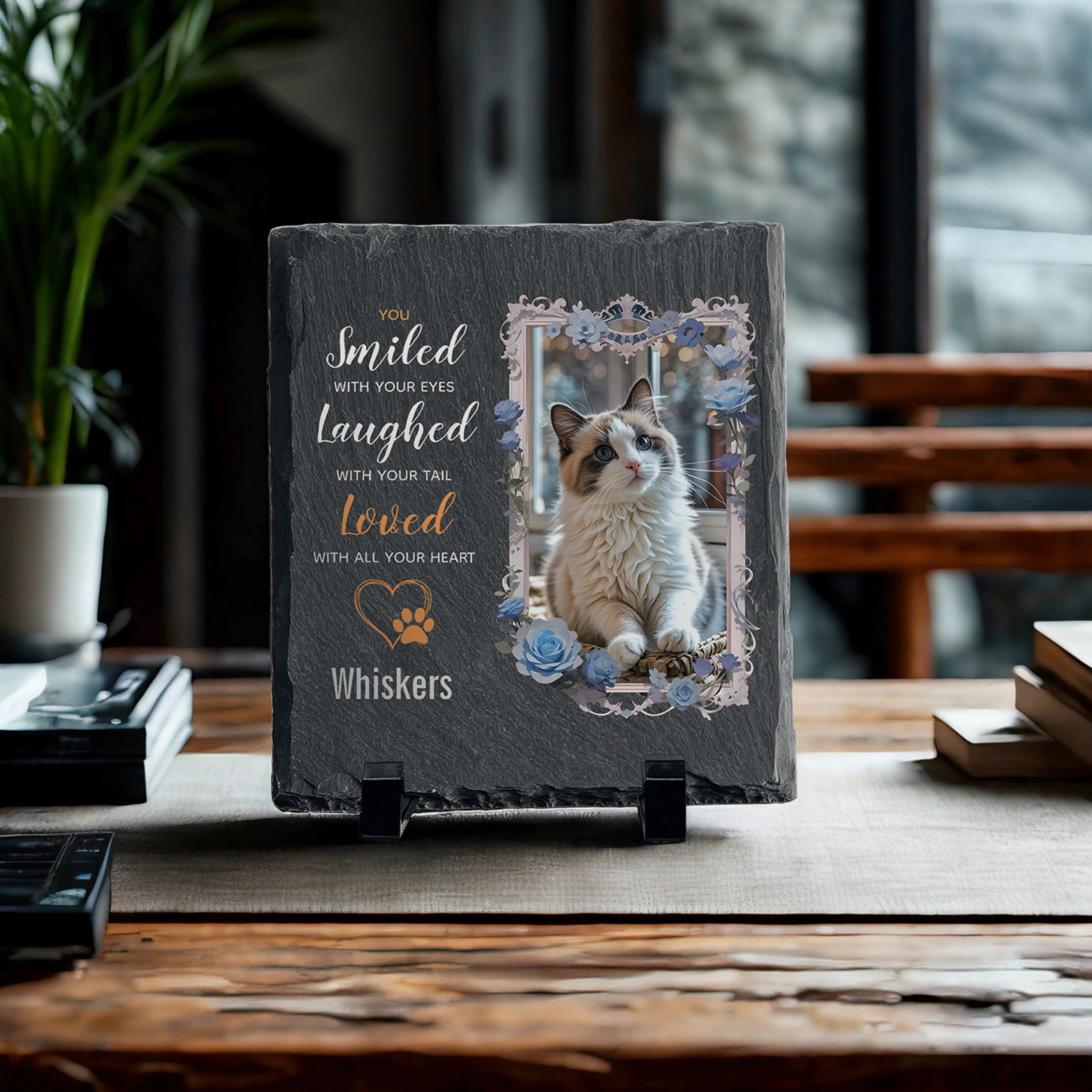 Custom Memorial Stone Square, Personalized Slate Garden Rock for Pet Loss, Custom Printed Pet Memorial, Eco-Friendly Indoor/Outdoor Decor