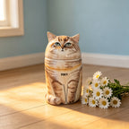 CustoPersonalized Cat Urn, Hand-Painted Ceramic Pet Memorial Keepsake Box – Custom Pet Portrait from Photo, Cremation Ashes Container for Catsm Pet Portrait from Photo, Cremation Ashes Container for Cats