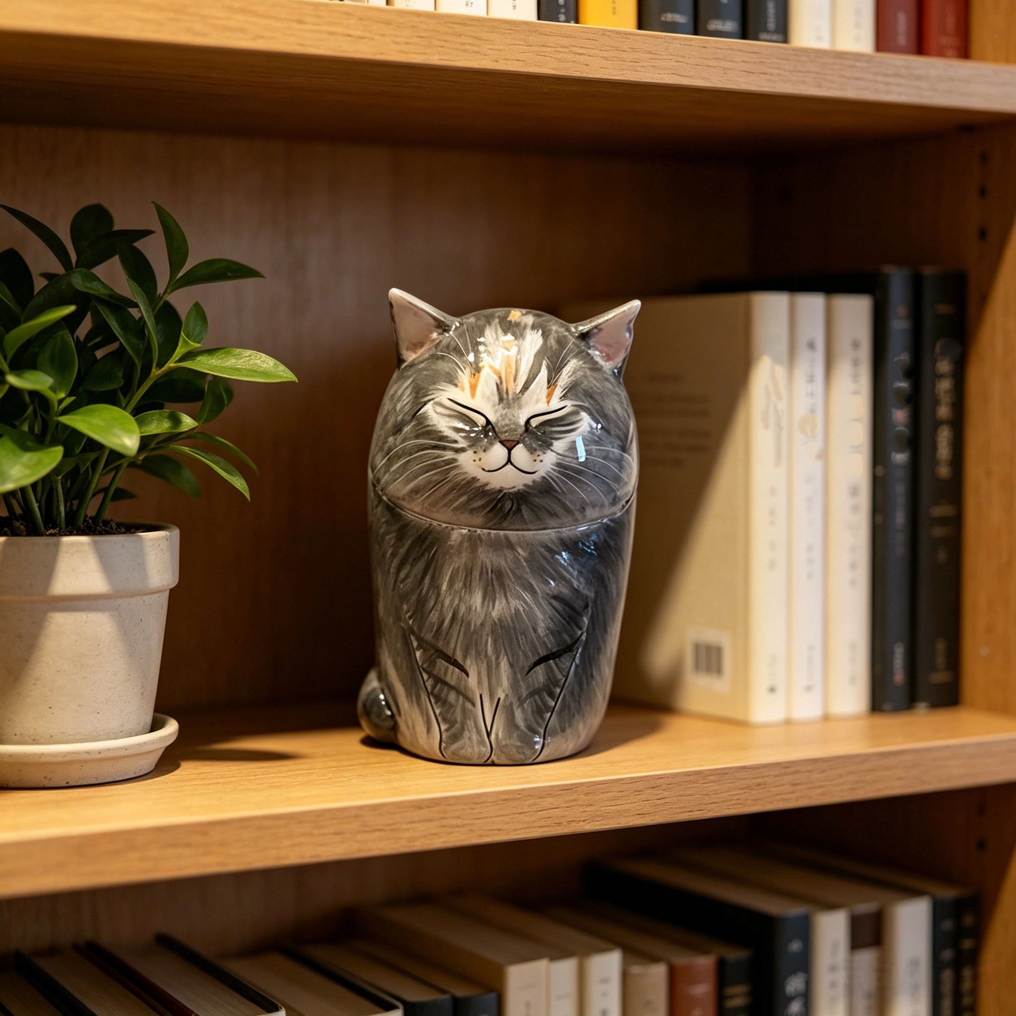 CustoPersonalized Cat Urn, Hand-Painted Ceramic Pet Memorial Keepsake Box – Custom Pet Portrait from Photo, Cremation Ashes Container for Catsm Pet Portrait from Photo, Cremation Ashes Container for Cats