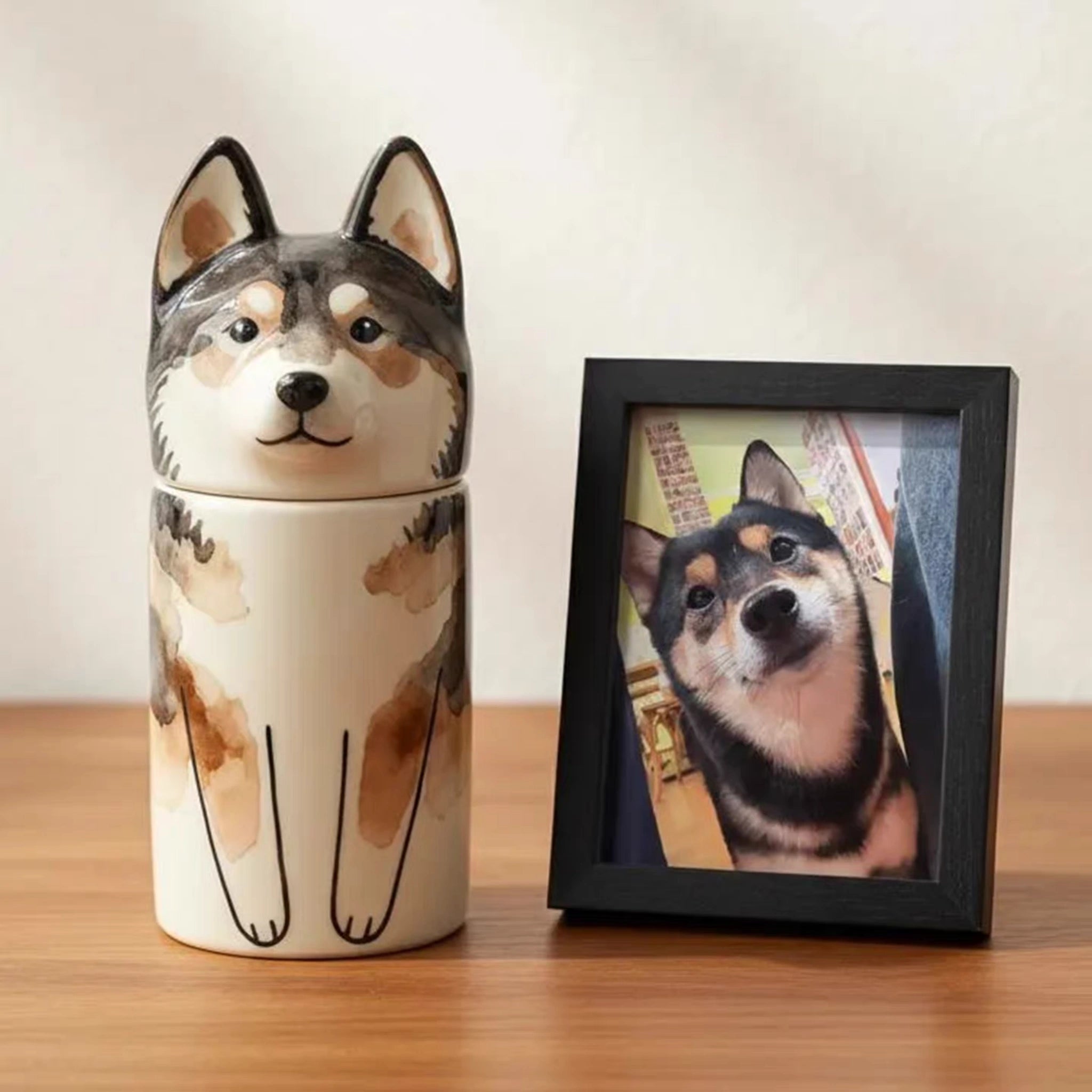 Personalized Dog Urn, Hand-Painted Ceramic Pet Memorial Keepsake Box – Custom Portrait from Photo, Dog Ashes Keepsake for Large & Small Breeds