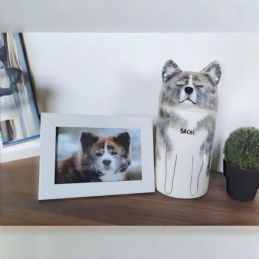 Personalized Dog Urn, Hand-Painted Ceramic Pet Memorial Keepsake Box – Custom Portrait from Photo, Dog Ashes Keepsake for Large & Small Breeds