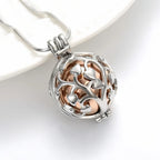 Spherical Tree of Life Pet Urn Necklace – Hollowed Openwork Design – Holds Fur or Ashes