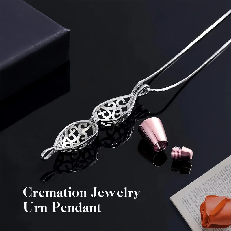 Lotus Flower Pet Urn Necklace – Stainless Steel Cremation Pendant – 3 Colors – Holds Fur or Ashes
