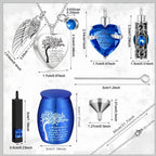 5-Piece Stainless Steel Cremation Pendant Set – Mixed Shapes – Holds Fur or Ashes