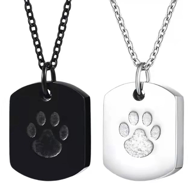 Dog Tag Pet Urn Necklace – Stainless Steel Cremation Pendant – Holds Fur or Ashes