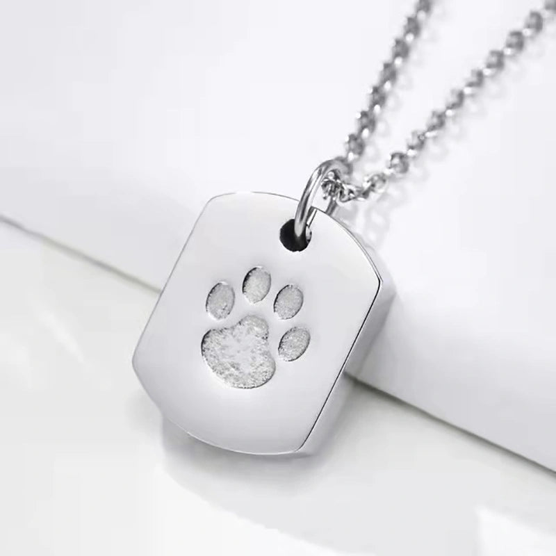 Dog Tag Pet Urn Necklace – Stainless Steel Cremation Pendant – Holds Fur or Ashes