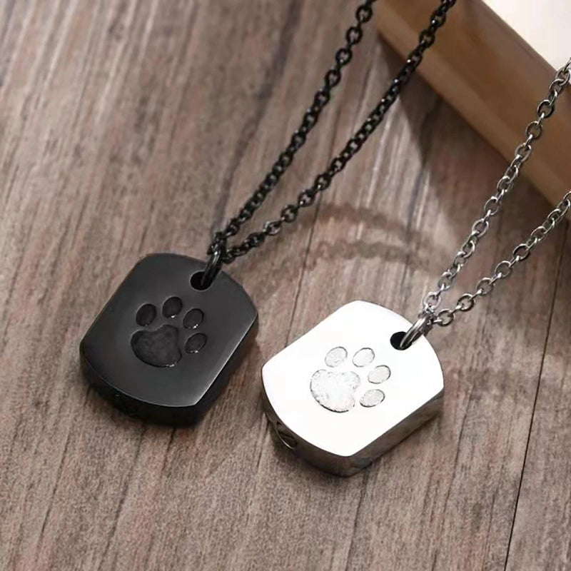 Dog Tag Pet Urn Necklace – Stainless Steel Cremation Pendant – Holds Fur or Ashes