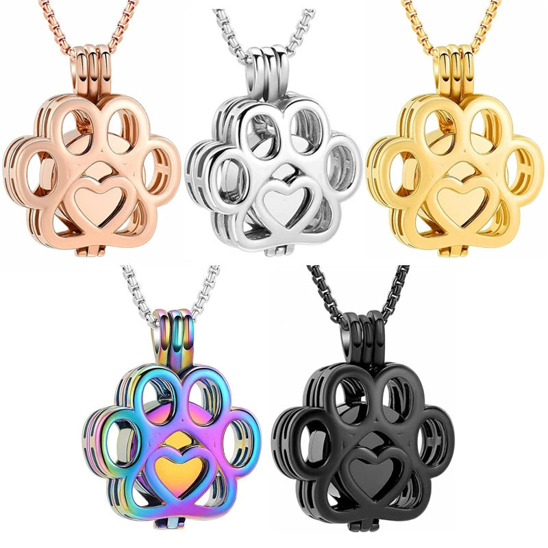 Hollow Openwork Pet Urn Necklace – 5 Colors – Large Capacity – Holds Fur, Ashes, or Scent