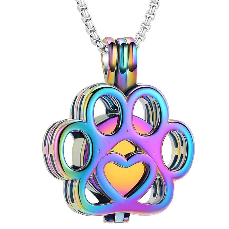 Hollow Openwork Pet Urn Necklace – 5 Colors – Large Capacity – Holds Fur, Ashes, or Scent