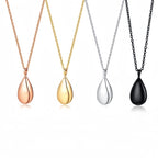 Teardrop Pet Urn Necklace – Stainless Steel Cremation Pendant – 4 Colors – Holds Fur, Ashes, or Scent