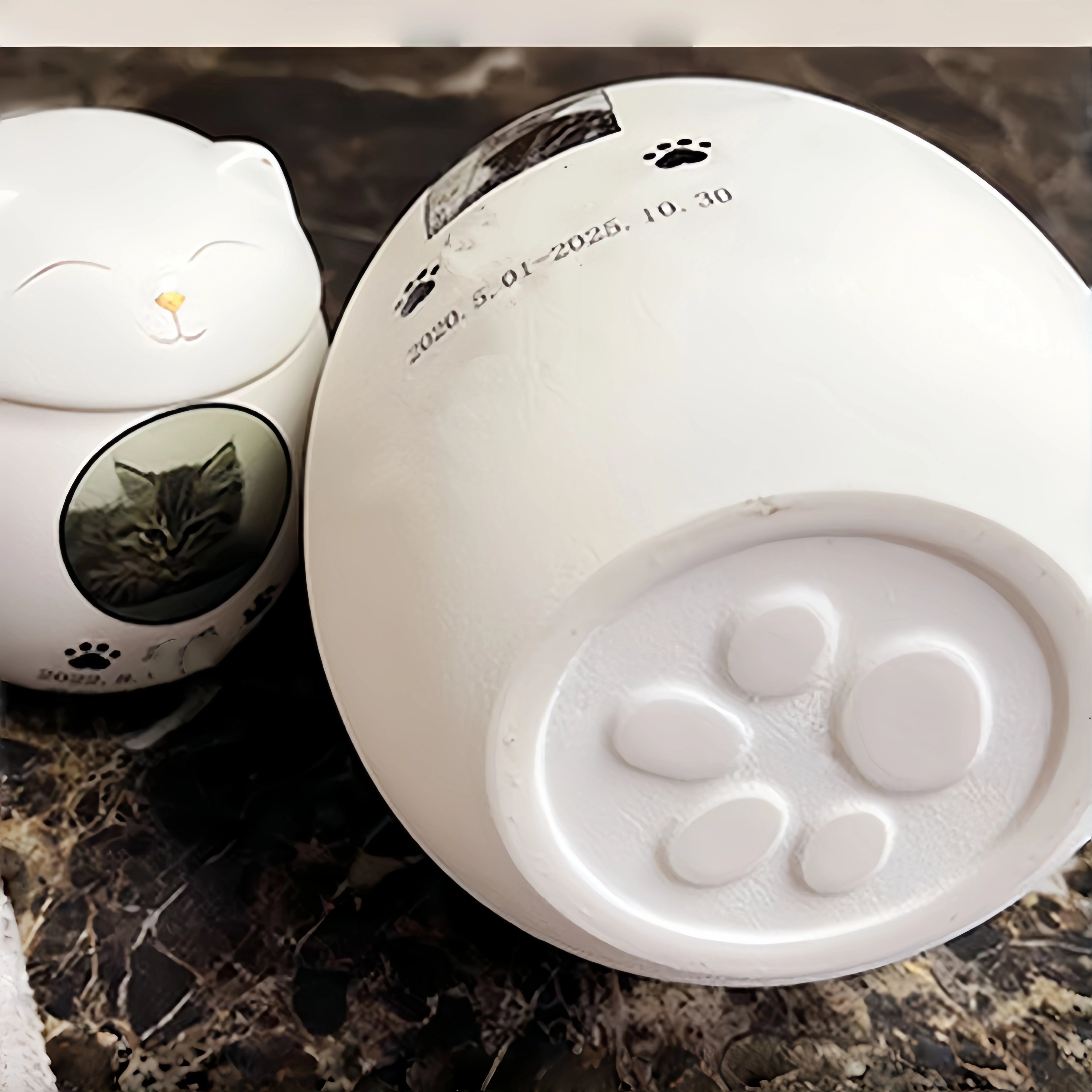Personalized Pet Urn for Cats - Custom Photo Ceramic Cat Urn with Name, Date, and Message - Memorial Keepsake for Beloved Cat, Custom Pet Memorial Gift