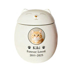 Personalized Pet Urn for Cats - Custom Photo Ceramic Cat Urn with Name, Date, and Message - Memorial Keepsake for Beloved Cat, Custom Pet Memorial Gift