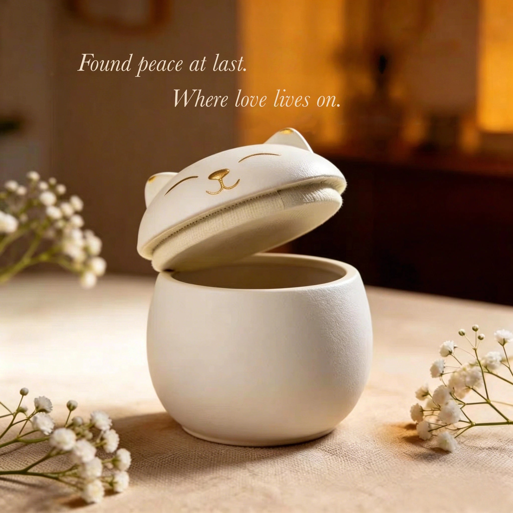 Personalized Pet Urn for Cats - Custom Photo Ceramic Cat Urn with Name, Date, and Message - Memorial Keepsake for Beloved Cat, Custom Pet Memorial Gift