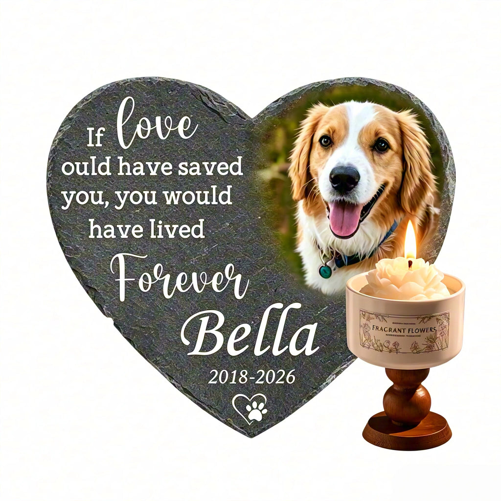 Everlasting Light Memorial Set | Custom Pet Stone & Keepsake Candle