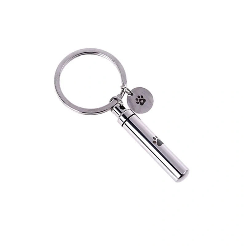 Cylinder Pet Urn Pendant – 2-in-1 Necklace & Keychain – 2 Colors – Holds Fur or Ashes