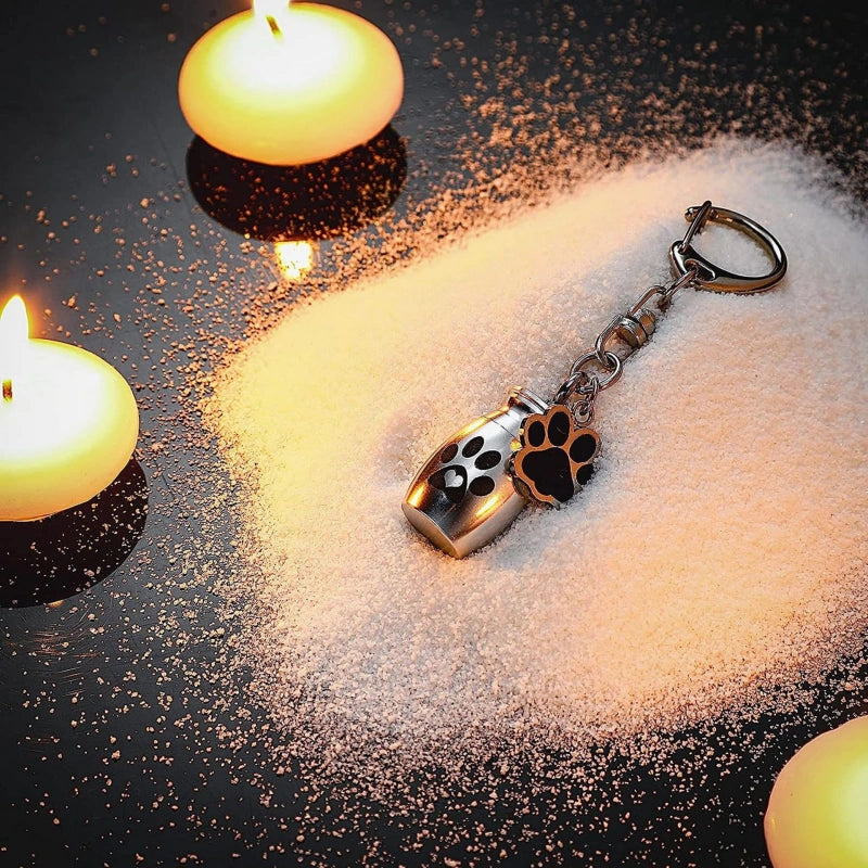 Memorial Keyring for Dog or Cat – Screw-Top Keepsake – Portable