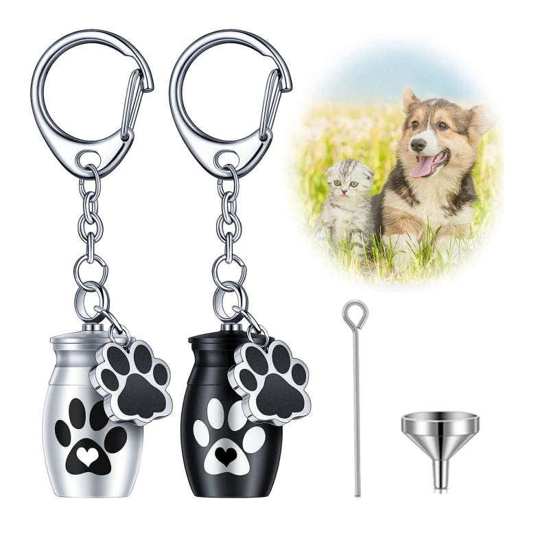 Memorial Keyring for Dog or Cat – Screw-Top Keepsake – Portable