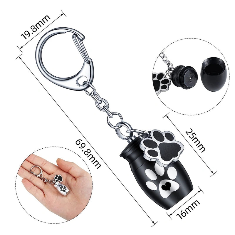 Memorial Keyring for Dog or Cat – Screw-Top Keepsake – Portable