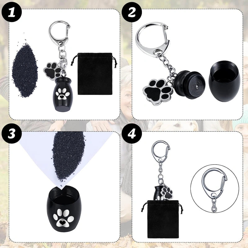 Memorial Keyring for Dog or Cat – Screw-Top Keepsake – Portable
