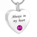 Heart-Shaped Pet Urn Necklace – “Always in my heart” Engraved – Holds Fur or Ashes