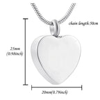 Heart-Shaped Pet Urn Necklace – “Always in my heart” Engraved – Holds Fur or Ashes