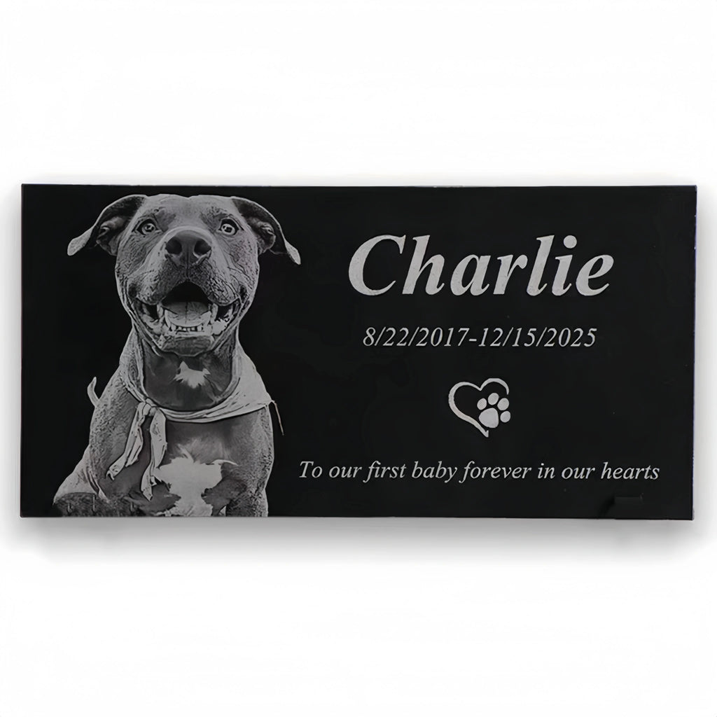 Custom Pet Memorial Stone, Hand-Engraved Natural Slate for Garden, Personalized Cat & Dog Grave Marker, Weatherproof Pet Remembrance Gift, Outdoor Pet Loss Keepsake
