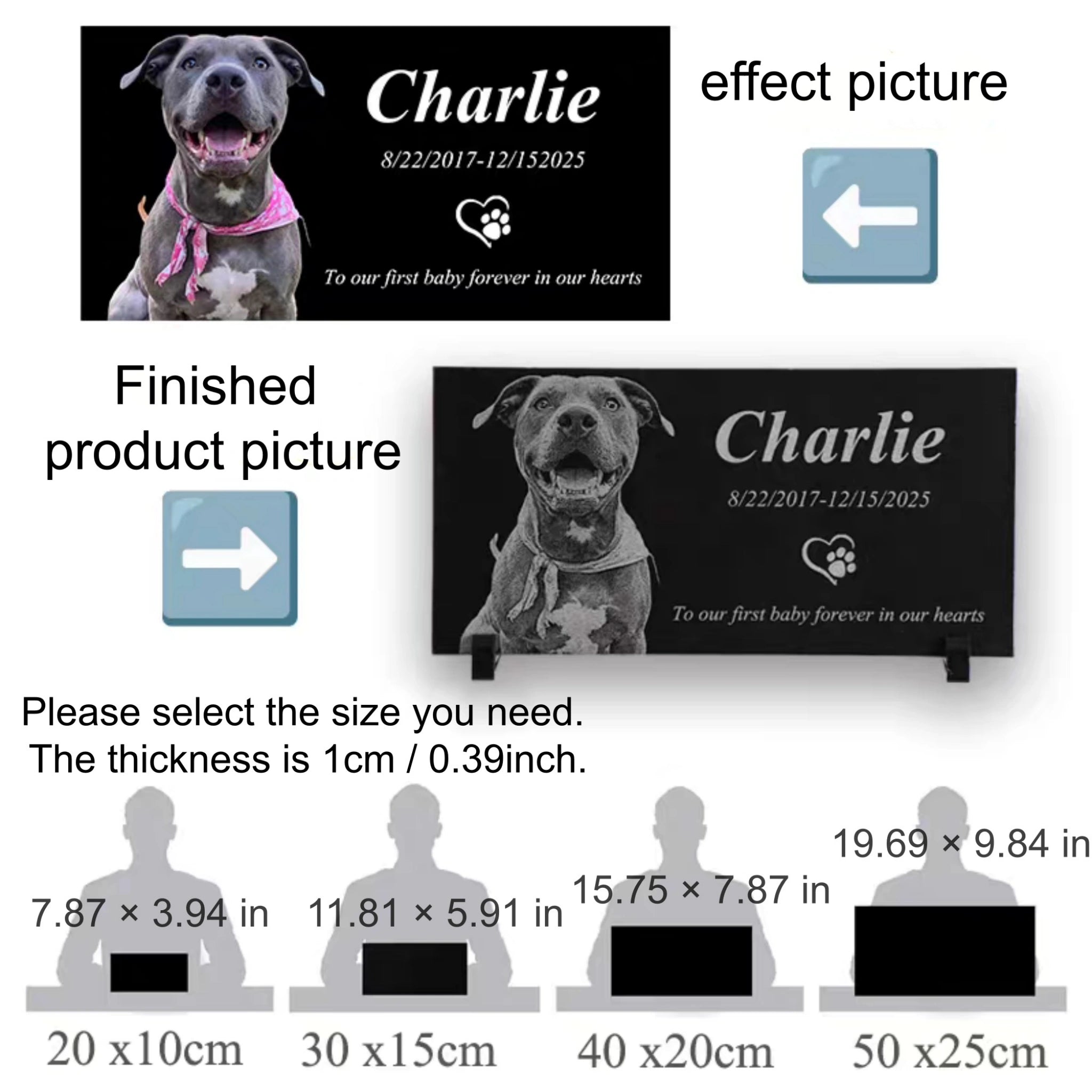 Custom Pet Memorial Stone, Hand-Engraved Natural Slate for Garden, Personalized Cat & Dog Grave Marker, Weatherproof Pet Remembrance Gift, Outdoor Pet Loss Keepsake