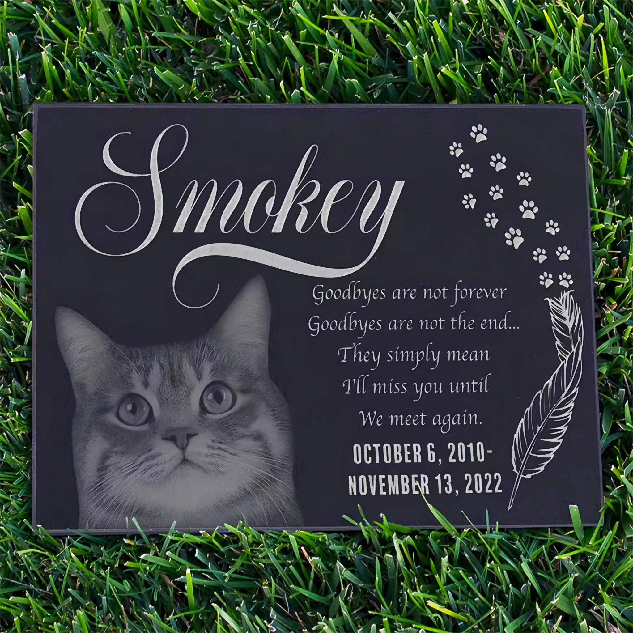 Custom Pet Memorial Stone, Hand-Engraved Natural Slate for Garden, Personalized Cat & Dog Grave Marker, Weatherproof Pet Remembrance Gift, Outdoor Pet Loss Keepsake