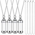 Stainless Steel & Glass Pet Urn Pendant – Cylinder Cremation Necklace – Holds Fur or Small Ashes