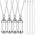 Stainless Steel & Glass Pet Urn Pendant – Cylinder Cremation Necklace – Holds Fur or Small Ashes