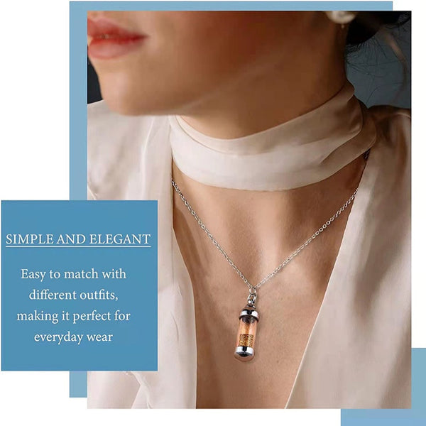 Stainless Steel & Glass Pet Urn Pendant – Cylinder Cremation Necklace – Holds Fur or Small Ashes