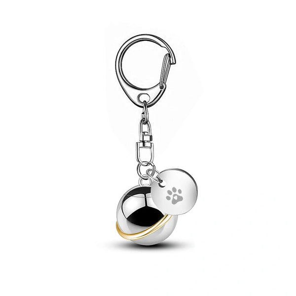 Sphere-Shaped Pet Urn Keychain – Stainless Steel Cremation Pendant – Holds Fur or Ashes