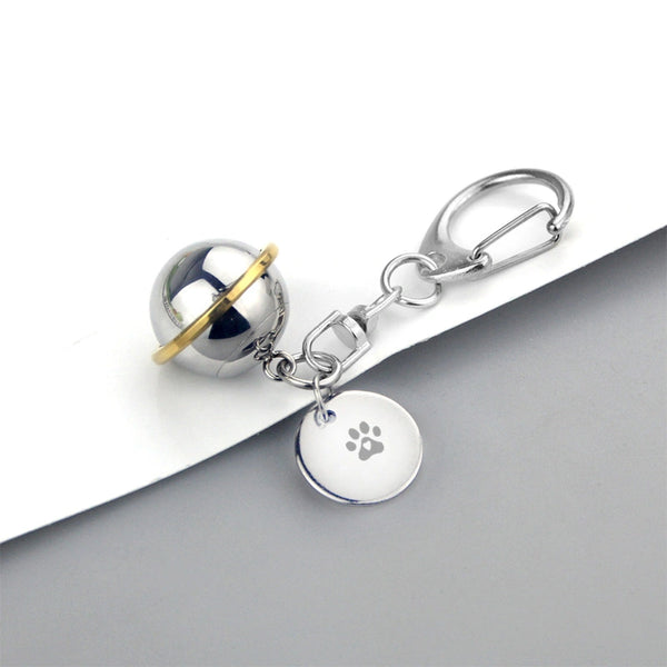 Sphere-Shaped Pet Urn Keychain – Stainless Steel Cremation Pendant – Holds Fur or Ashes